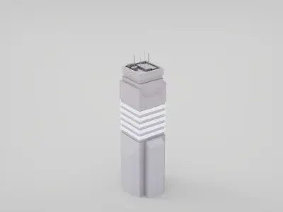 7 SciFi Skyscrapers Low-poly 3D model