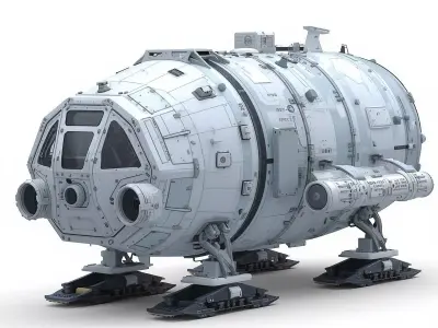 Realistic Sci-Fi Arctic Command Module 3D Model Low-poly 3D model