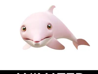Amazon Pink Dolphin fish Animated  Low-poly 3D model