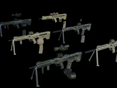Modular Bullpup Rifle-Squad Automatic Weapon Variant Low-poly 3D model