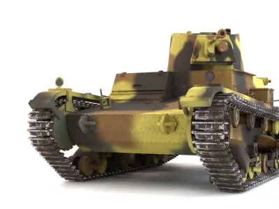 English Vickers 7TP tank PBR Game Ready VR AR low-poly 3d model Low-poly 3D model