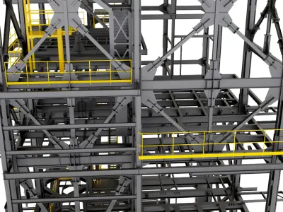 Steel Construction Building Frame 3D model