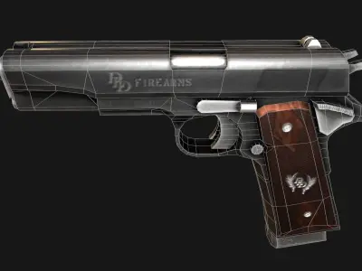 Double Barrel 1911 Low-poly PBR game ready  asset Low-poly 3D model