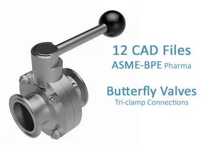 Manual Butterfly Valves - ASME-BPE Tri Clamp Connections -  3D model