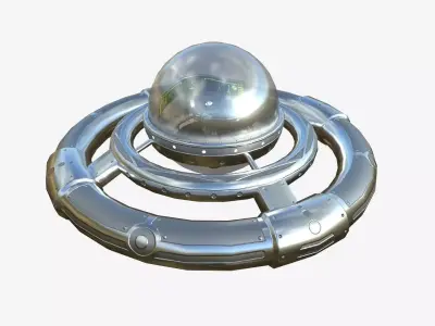 Alien Spaceship UFO E02 Aluminum - Sci Fi Spacecraft Design Low-poly 3D model