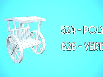 WOODEN CART 01 MEDIEVAL CARTOON STYLIZED Low-poly 3D model