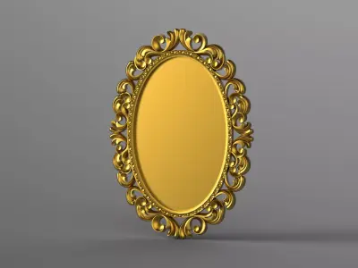 Baroque Oval Decorative Mirror Frame 3D Model - CNC Relief Model 3D print model