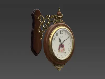 Decorative Double Sided Wall Clock Low-poly 3D model