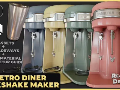 Retro Diner Milkshake Maker Low-poly 3D model