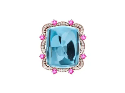 Cushion Art deco Ring 3D print model 6