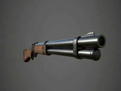 Shotgun sigle barrel Low-poly 3D model