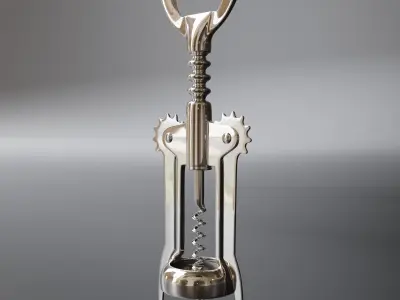 Wine bottle Opener chrome 3D model