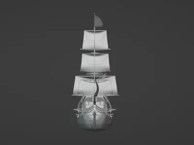 Fully 3D Printable Pirate Ship  3D print model