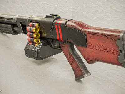 Belt Fed Shotgun PBR Low-poly 3D model