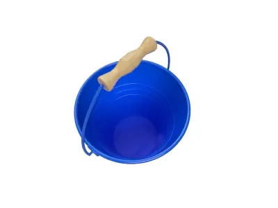Bucket with wooden handle 3D model