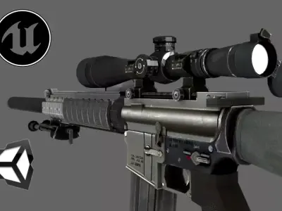 PACK OF 3 SNIPER GUNS LOW POLY MODELS Low-poly 3D model