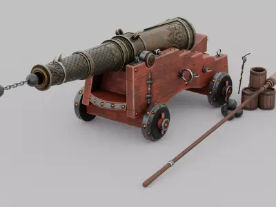 O Kit 01 Cannon Kit 02 of 05 cursed sea cannon Low-poly 3D model