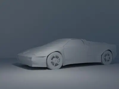 Low Poly Car with orange wheels Free low-poly 3D model
