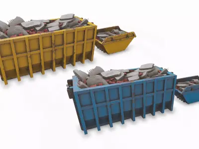 Construction Skip Containers With Debris Low-poly PBR Low-poly 3D model