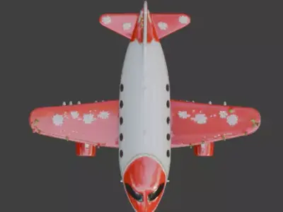 Christmas Cartoon Airplane 3D Model Low-poly 3D model