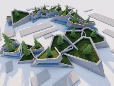 public park-Private Park Landscape 3D model 9