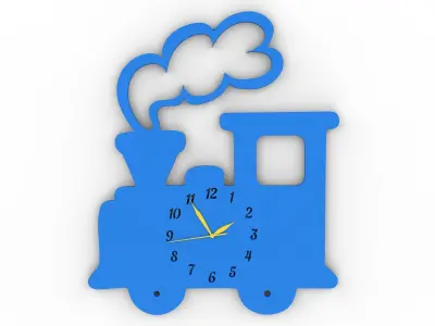 3D Train Wall Clock - Playful and Decorative Design 3D model