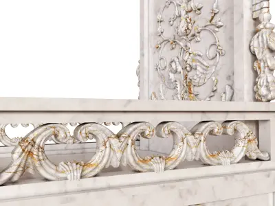 Stone throne with carved elements 3D model