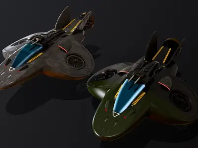Sci Fi Shooter Spaceship Low-poly 3D model