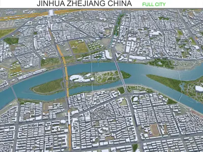 Jinhua Zhejiang China 35km Low-poly 3D model
