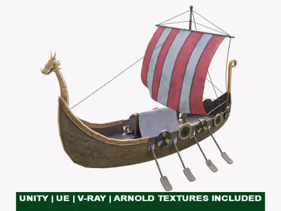 Viking Ship Low-poly 3D model get