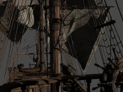 Black Pearl  Pirate Ship Low-poly 3D model