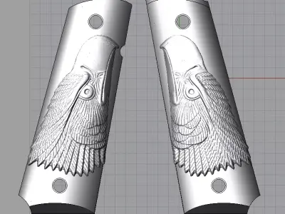 1911 grips - eagle head 3D print model