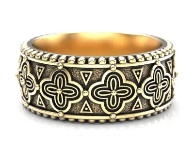 Stylish ring with antique patterns 225 3D print model