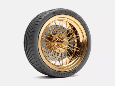 22x9 Texan Wire Wheel Michelin Pilot Sport 4S Tire 3D print model