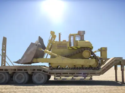 Bulldozer Trailer Low-poly 3D model