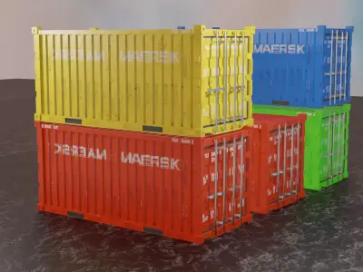 cargo shipping container 20ft Low-poly 3D model