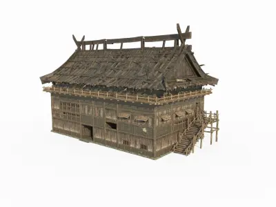 Ancient East Asian Architecture Large Houses 3D model