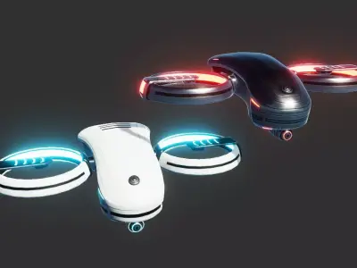 Sci Fi BiCopter Drone Low-poly 3D model