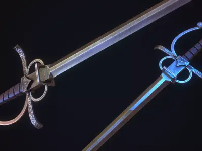 Renaissance sword Low-poly 3D model