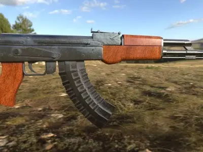 Ak-47 realistic textured moel Low-poly 3D model