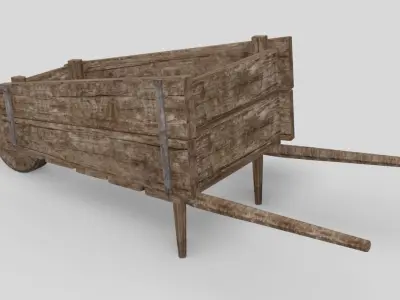 Wooden barrow Free low-poly 3D model