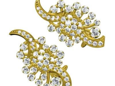 Antique Round Diamond Cluster Earring 3D print model