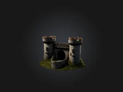 Realistic Castle Wall Model Low-poly 3D model