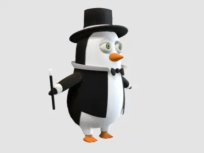 magician cartoon penguin  3D model