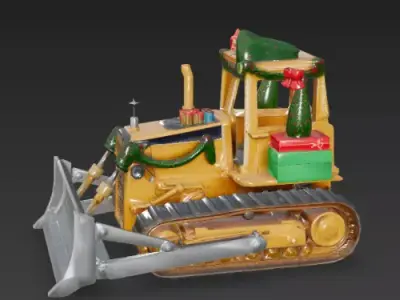 Christmas Bulldozer 3D Model Ornate Construction Prop Low-poly 3D model