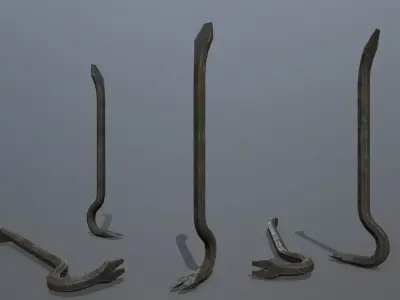 Crowbar hook Low-poly 3D model order