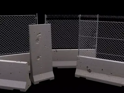 Concrete Barrier Set Free low-poly 3D model