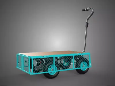 ELECTRIC FOLDING METAL GRID SIDE MESH TROLLEY CART WAGON GARDEN 3D model