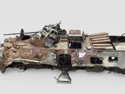 Destroyed BTR-80 wheeled amphibious armoured personnel carrier 3D model order
