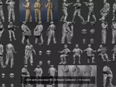 USA tank crew ww2 45 3D Model Collection 3D Model Pack
